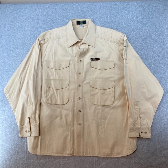 Vintage Orvis XXL Cream Khaki Safari Hunting Shirt Long Sleeve Button Up (Lot #2 - Picture 1 of 8